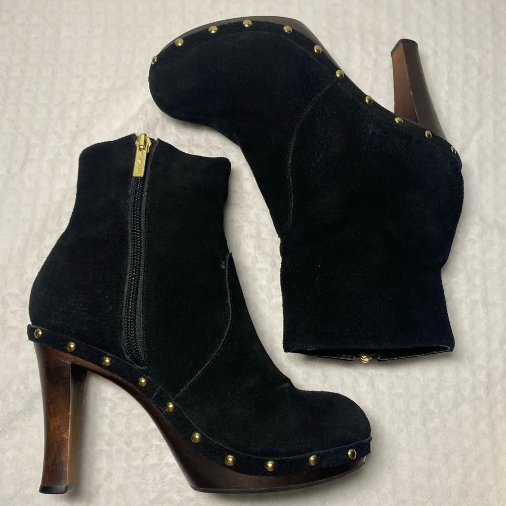 Colin Stuart Vintage Studded Suede Leather Ankle Boot Black Size 5 - Image 5