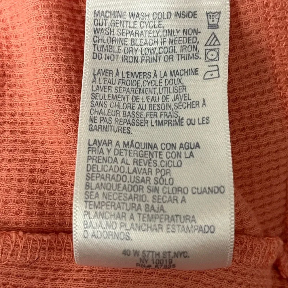 Salmon Pink Waffle Knit  Thermal Shirt Boho Winter Base layer Outdoor M Womens - Image 6