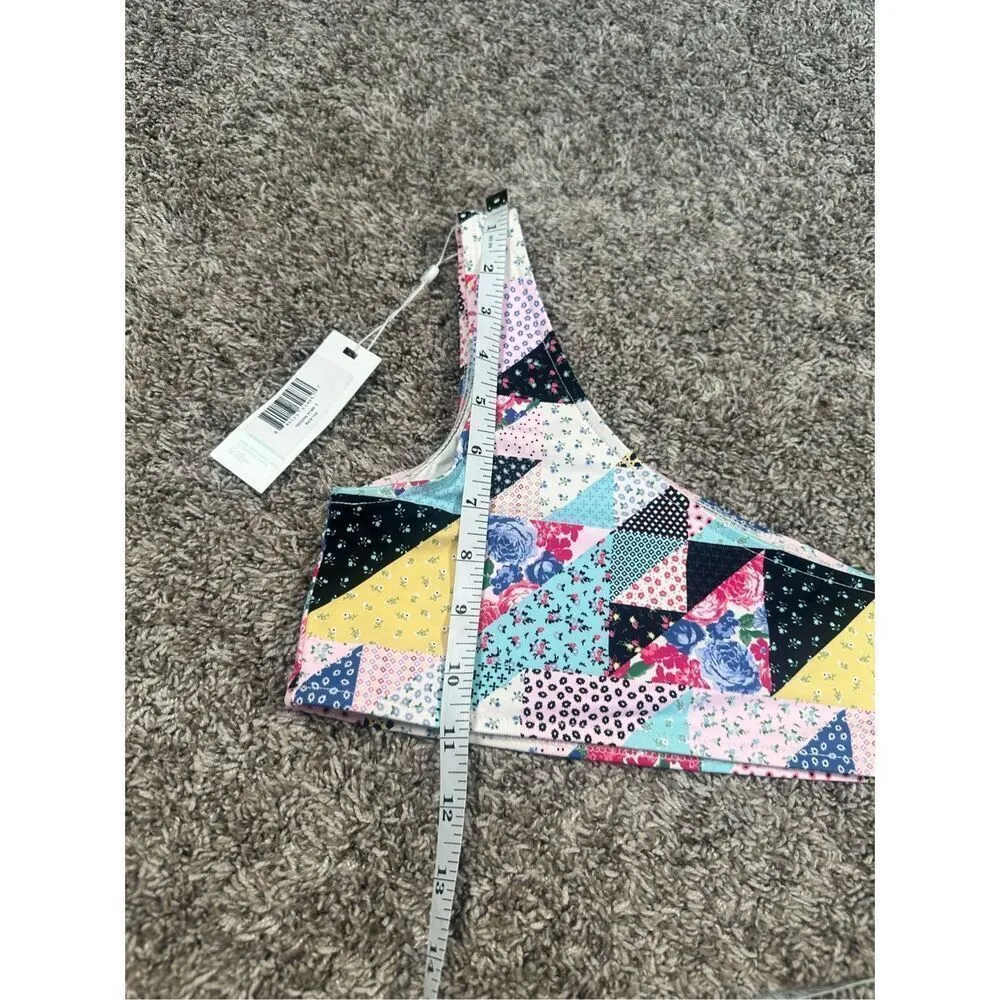 NWT Frankies Bikinis Barb One Shoulder Bikini Top in Patchwork Multi Pattern S - Image 9