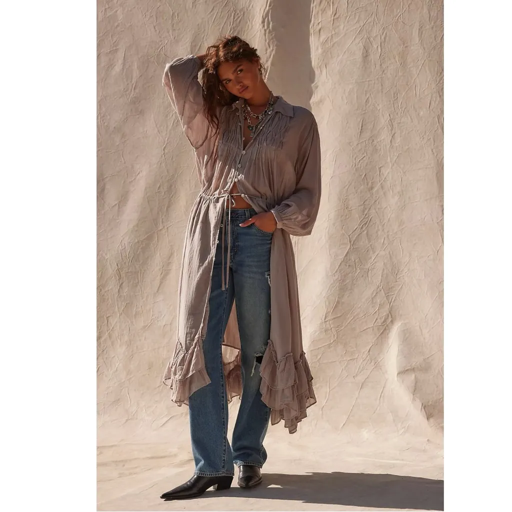 Free People Ethereal Dainty Bohemian Sea La Vie Midi Maxi Dress Duster Small NWT - Image 6