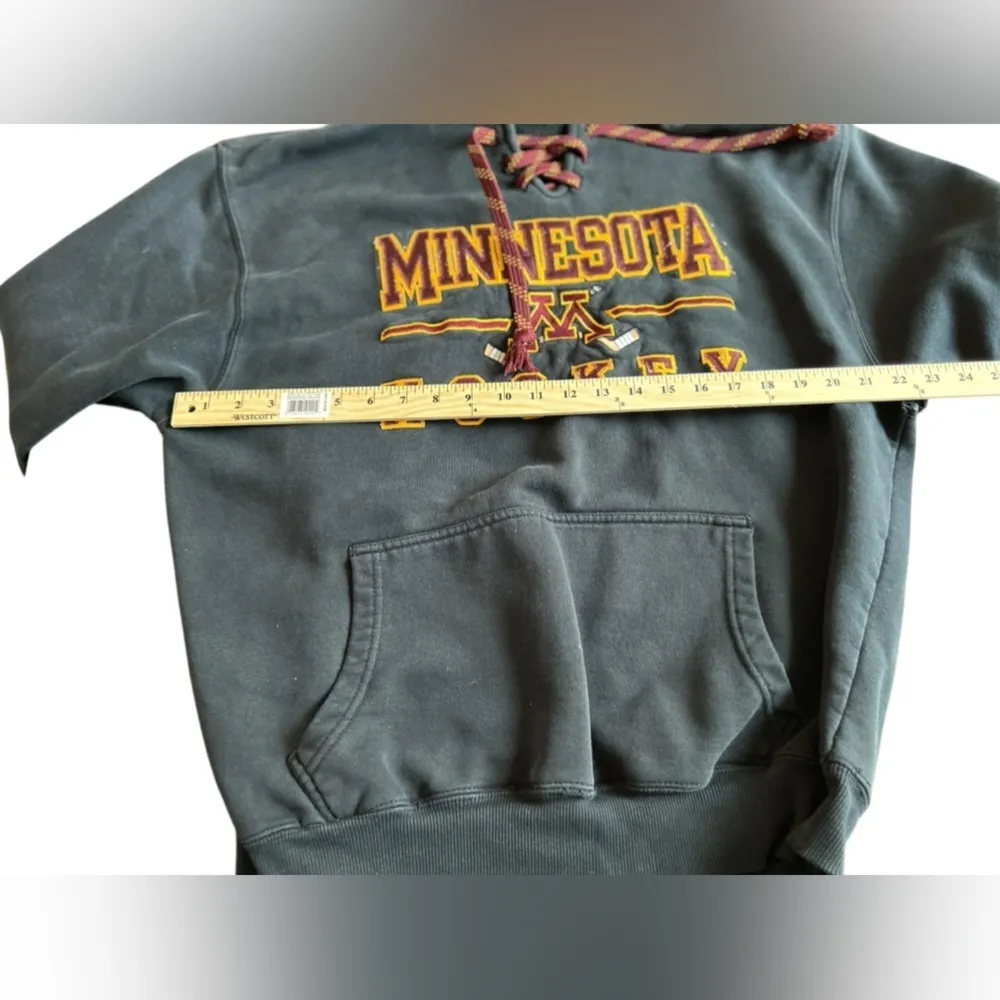 Vintage 90s Minnesota Gophers Hockey Hoodie Black Unisex M Pullover‎ Size M - Image 10