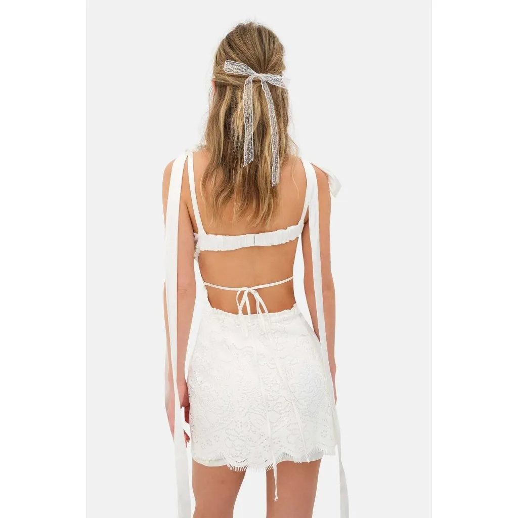For Love & Lemons Zahra Mini Dress in White Medium New Womens Party - Image 13