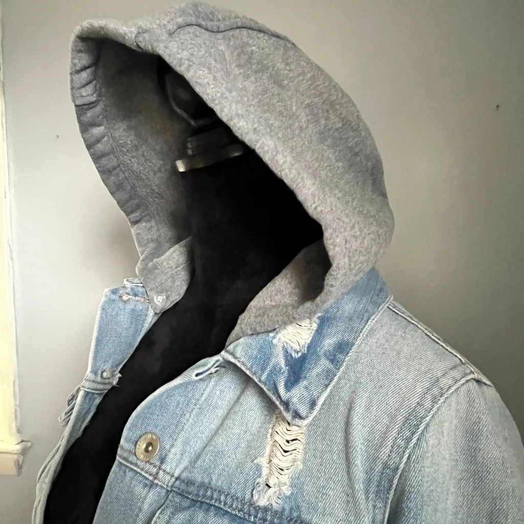Ci Sono Denim Jacket, Removable Hood, Distressed, Size Large, Style DJK161 - Image 5