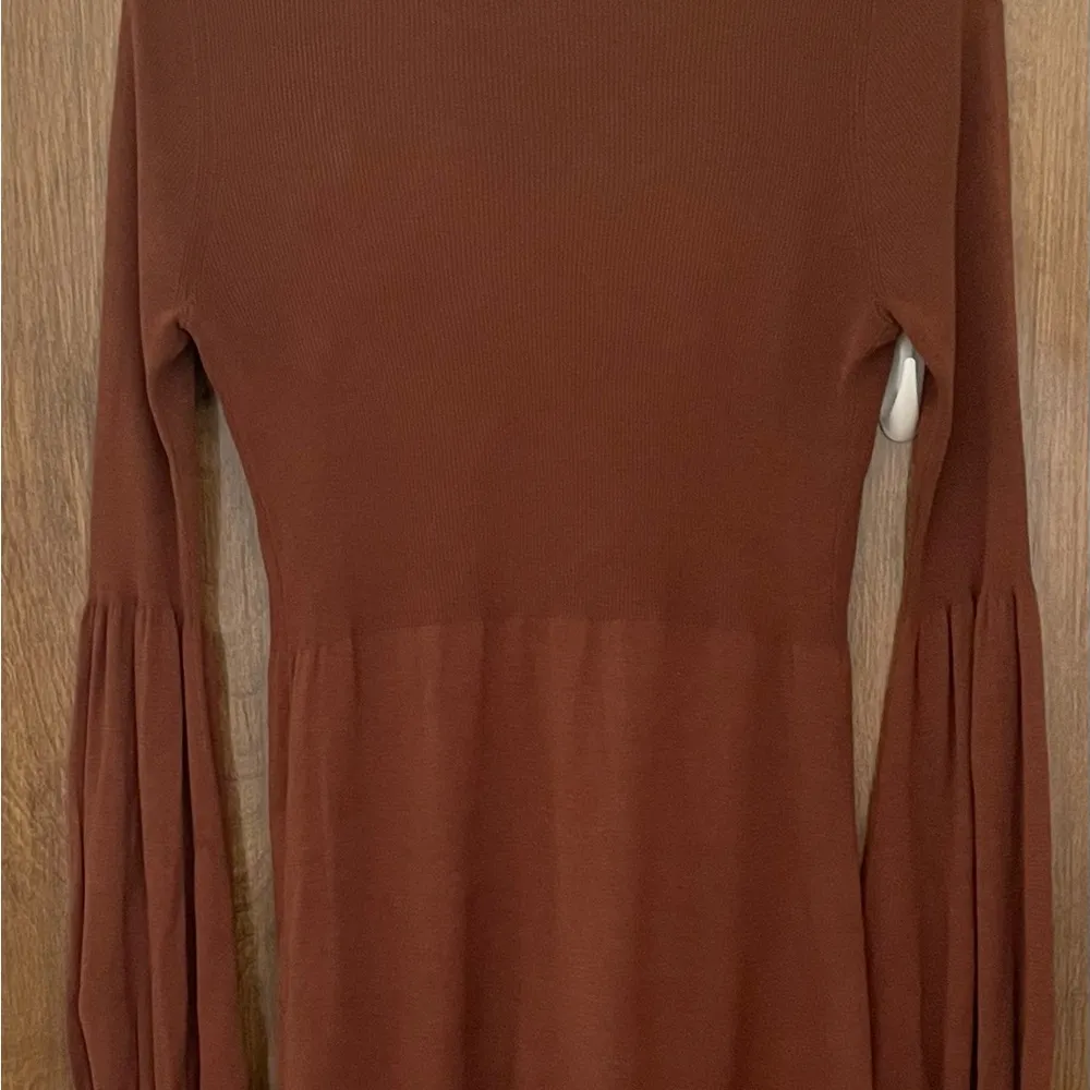 On Sunset Los Angeles silk blend brown balloon sleeves cardigan, size M cottage Size M - Image 6
