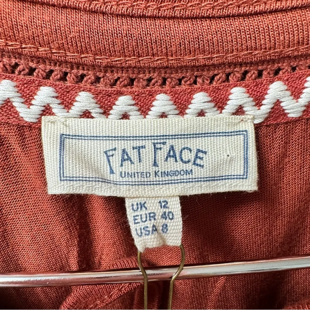 NEW FatFace Tie Neck Suki Jersey Short Sleeve Maxi Dress Mid Orange 8 NWT READ - Image 8