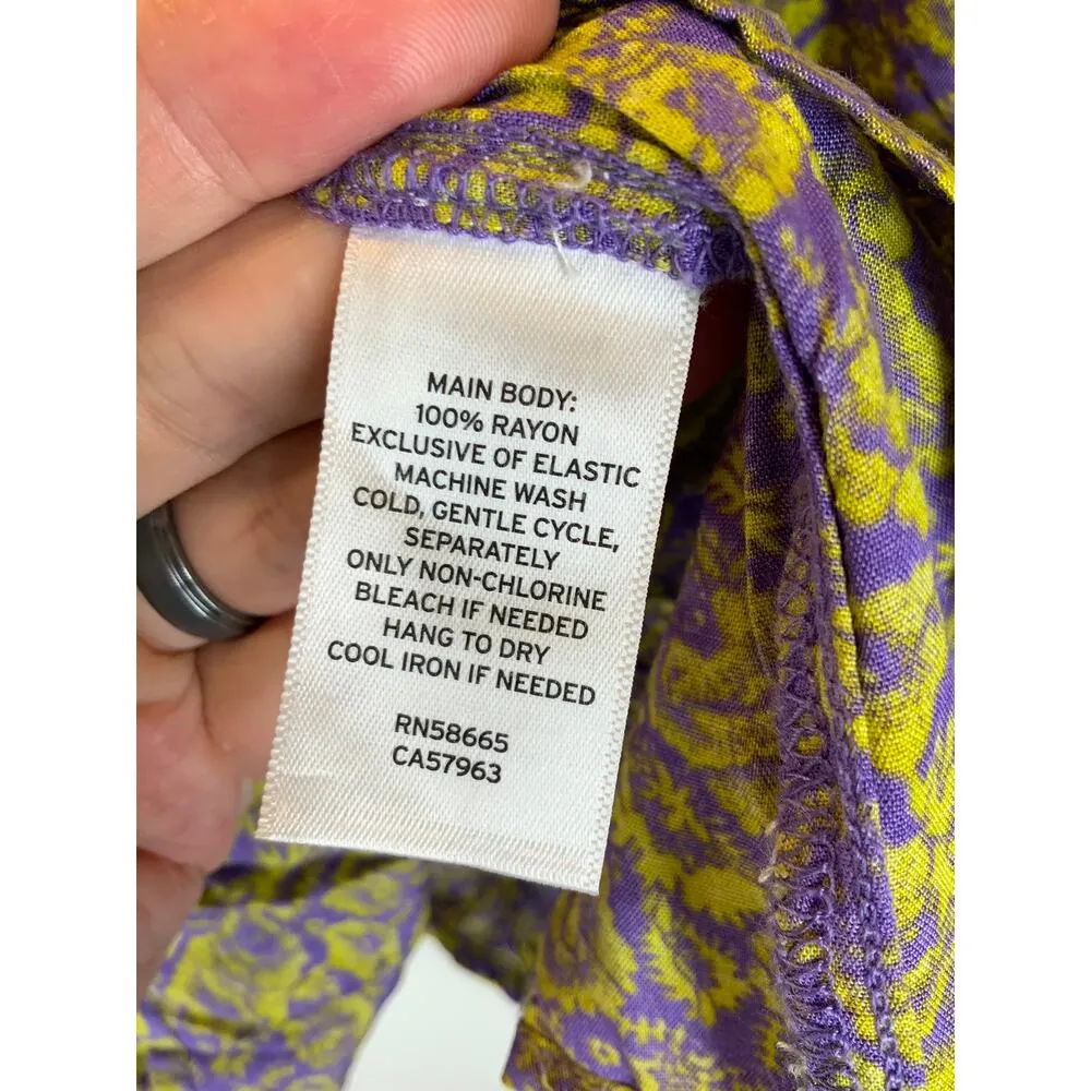 ABOUND NWT XS Floral Print Smock Top In Purple- Green Rosy Rose - Image 4