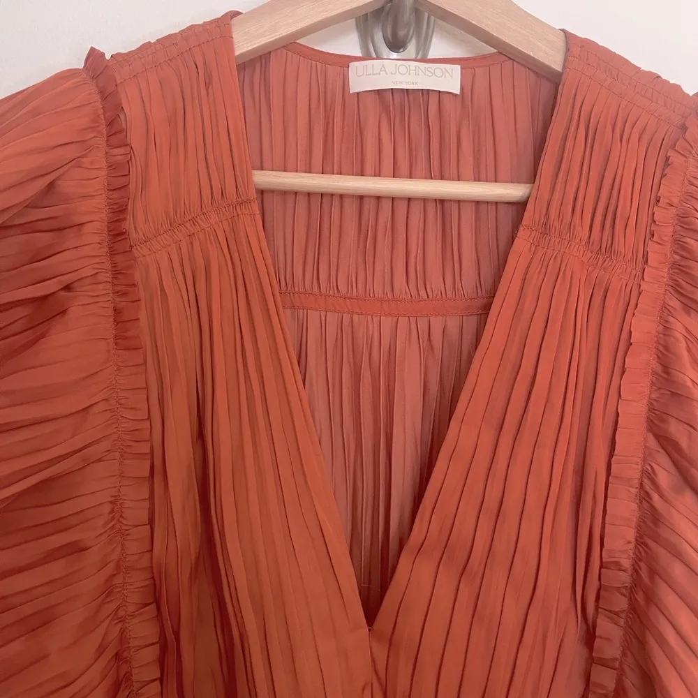 Ulla Johnson Letty Pleated Ruffe Satin Midi Dress - Image 7