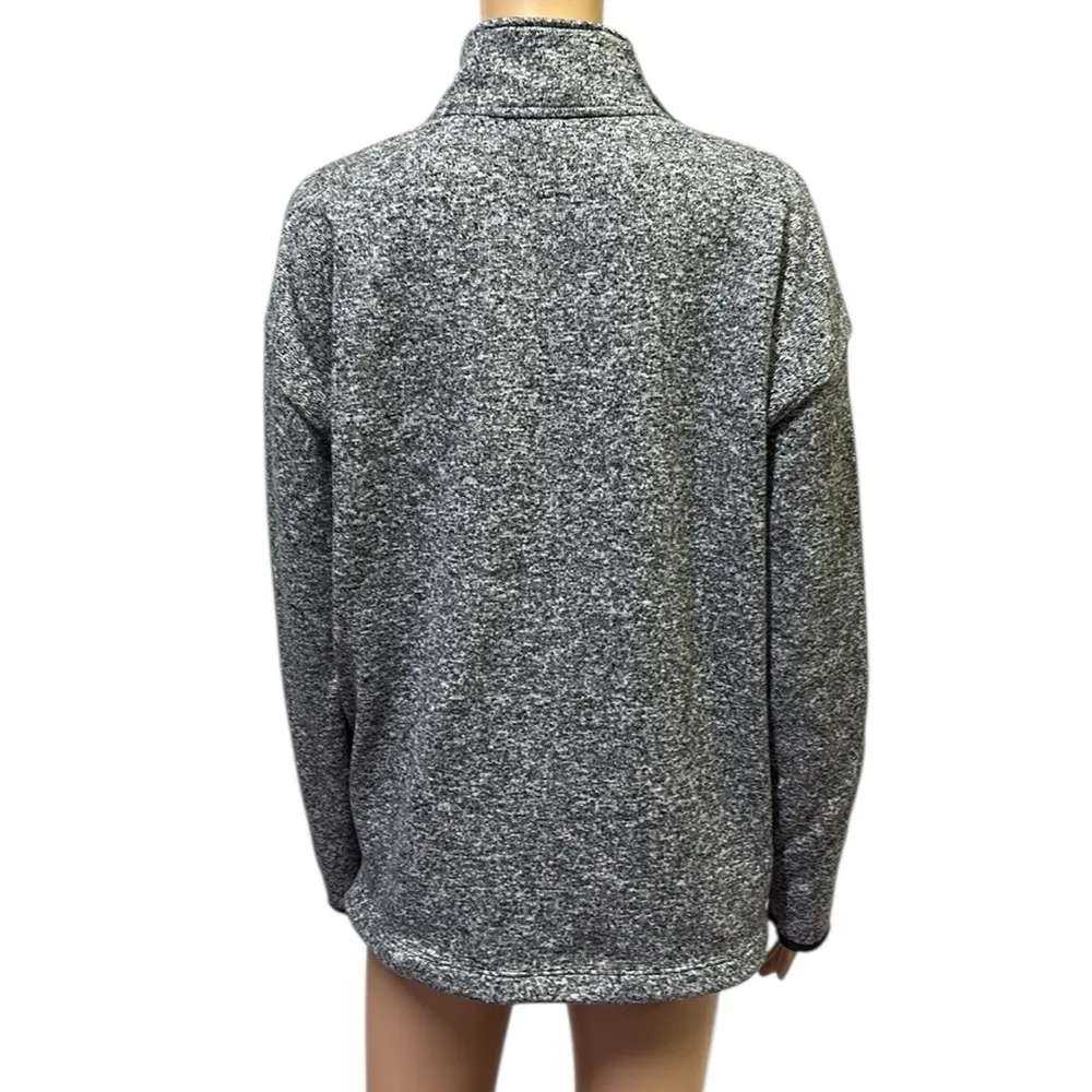 Victorias Secret PINK Heather Gray Quarter Zip Kangaroo Pocket Knit Sweatshirt M - Image 9