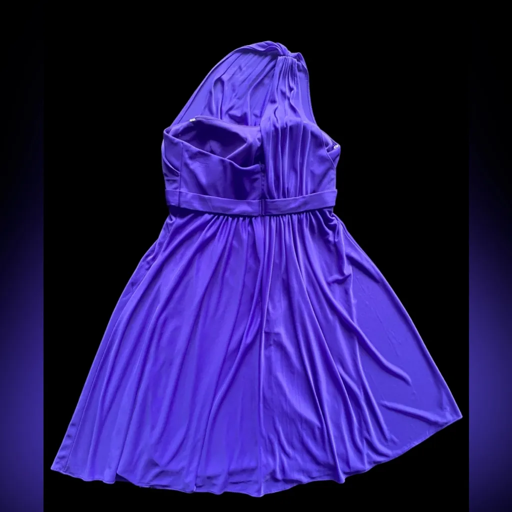David’s Bridal Purple Chiffon Tulle Strapless One Shoulder Sash Dress‎ Size 8 - Image 8