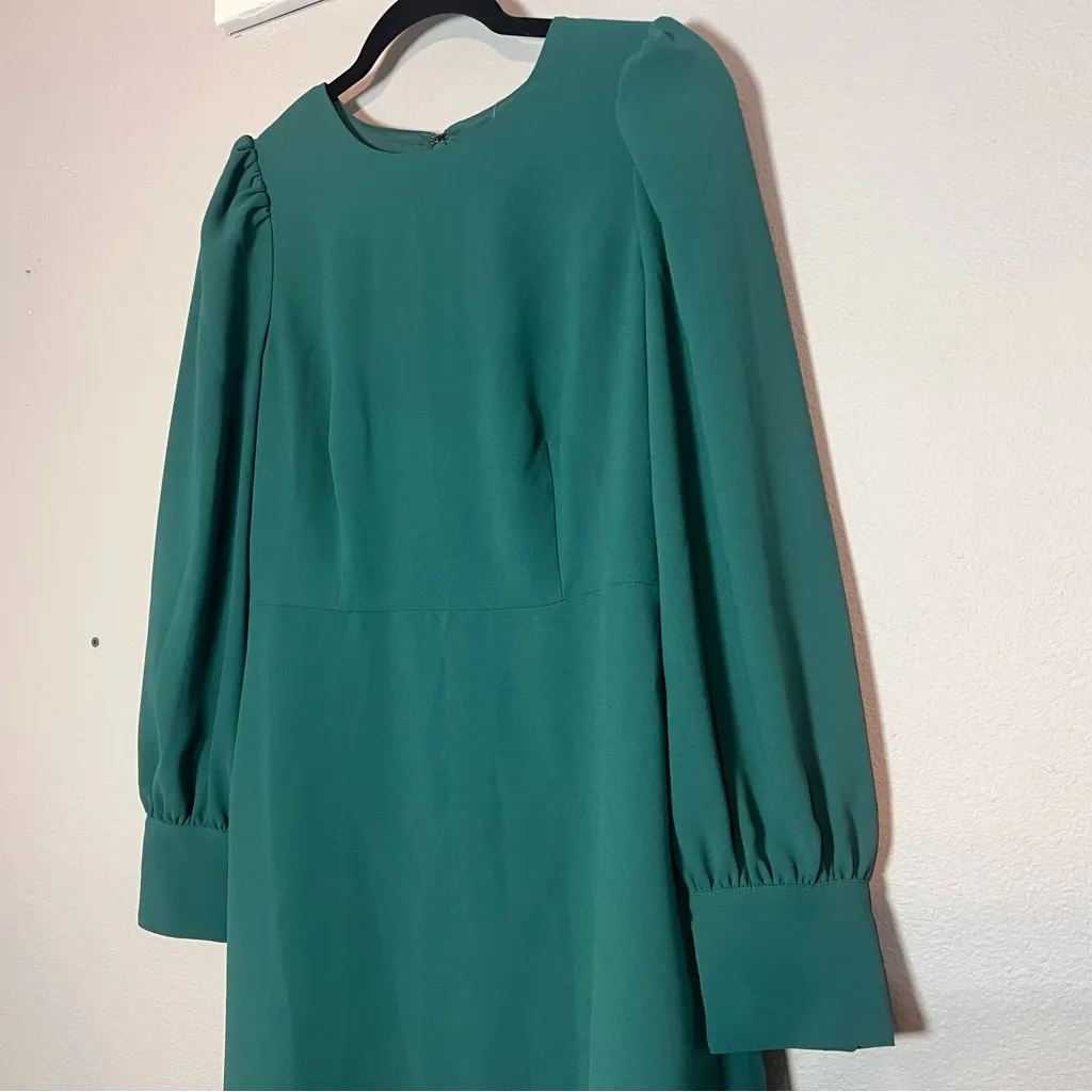 J. Crew Long Sleeve Shift Dress 365 Crepe Green Size 6 NWT J2205 Knee Length - Image 4