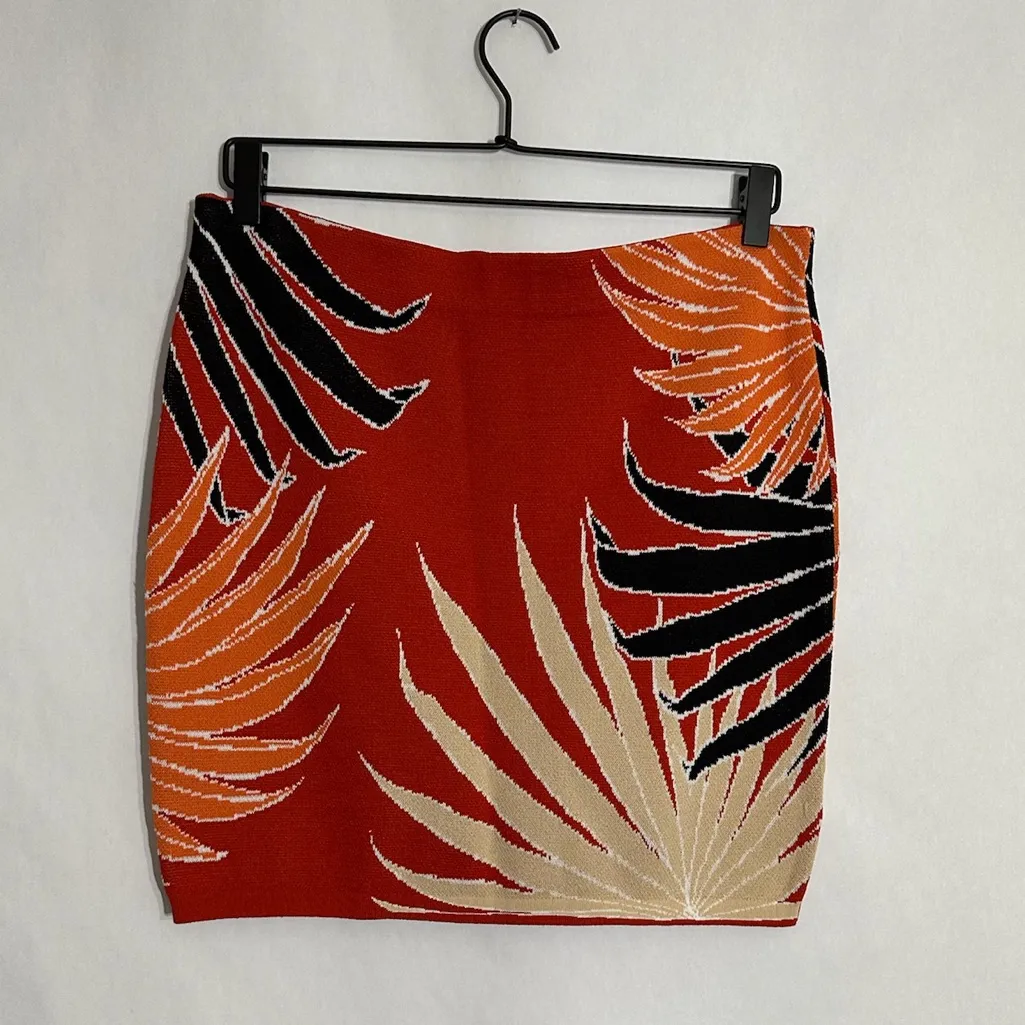 RACHEL Rachel Roy Knit Skirt Tropical Palm Print Size Large Boho Vacation - Image 7