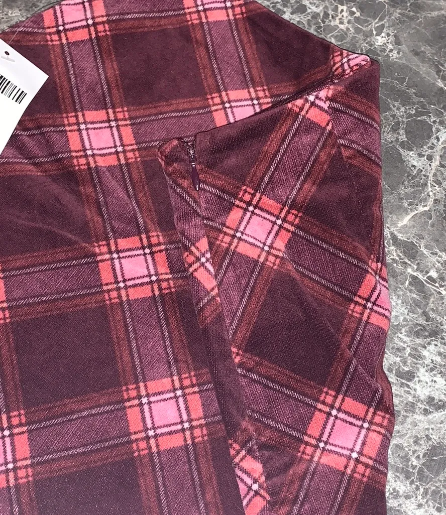 velvety plaid skirt - Image 4