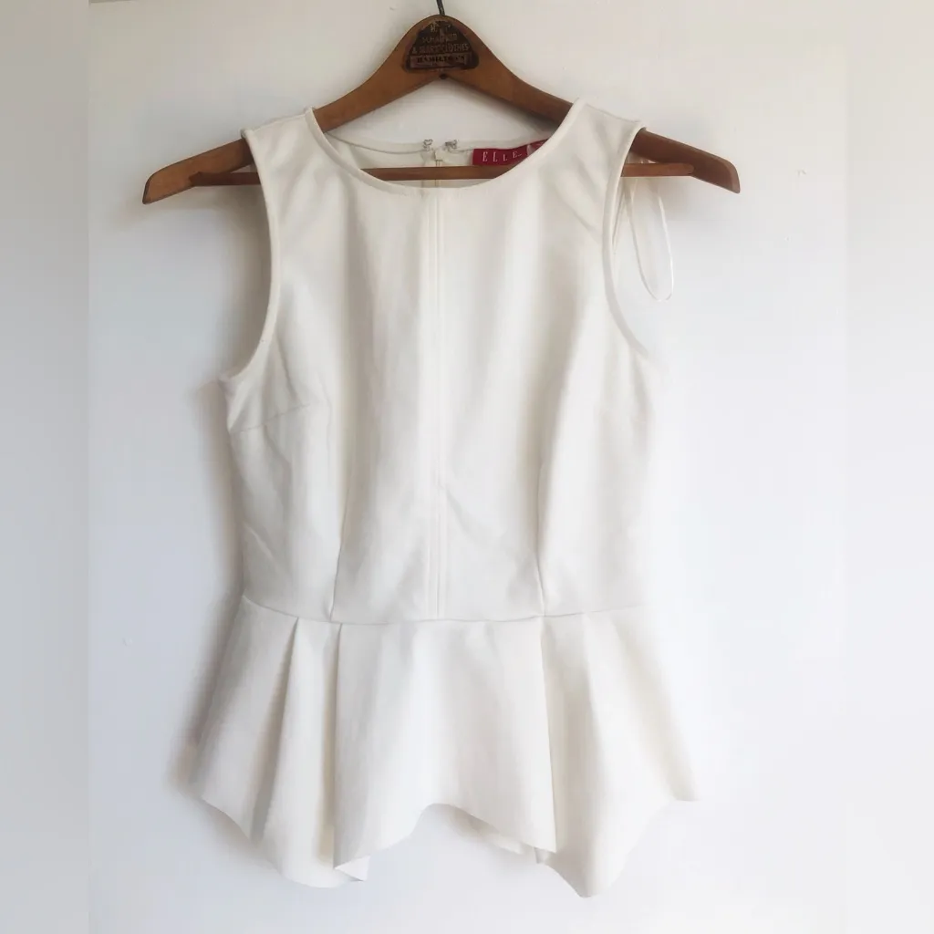Elle Off White Peplum Top - Image 2