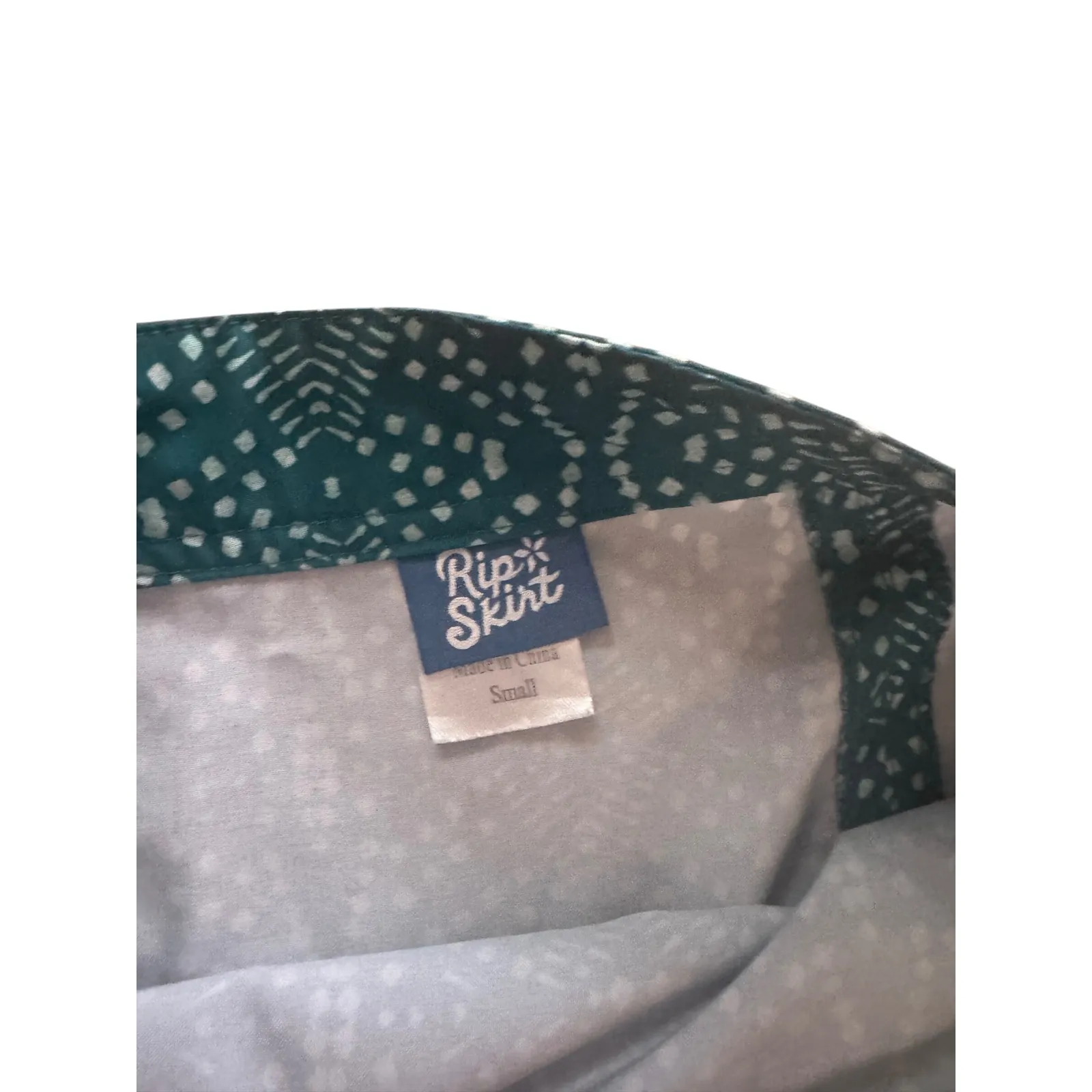 Rip Skirt Women's Small Teal Green White Print A - Image 3