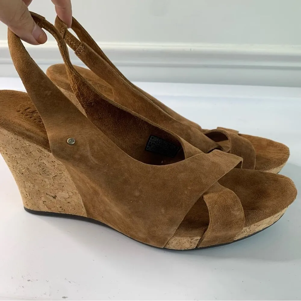 Ugg hazel‎ suede sling back wedge sandals size 9 - Image 2