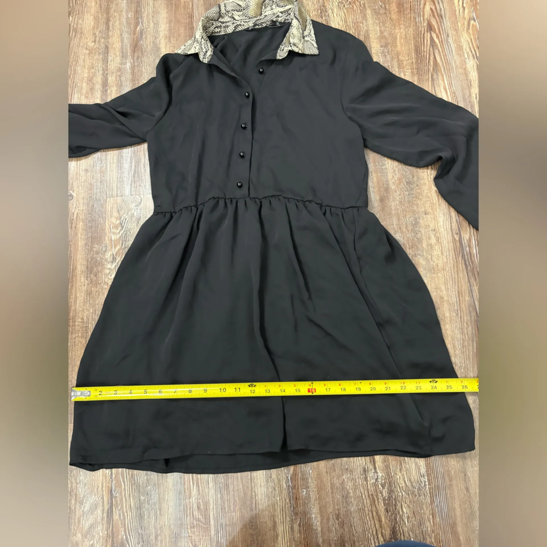 ZARA  Basic Black Python Snake Trim Mini Dress Size Medium Animal Print Goth - Image 12