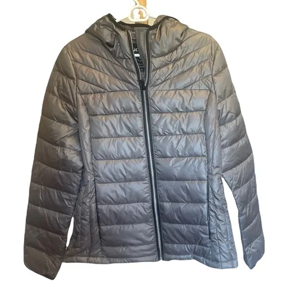 NWT Noize Gray Hooded Puffer Full Zip Jacket Coat Sz‎ Lg - Image 2