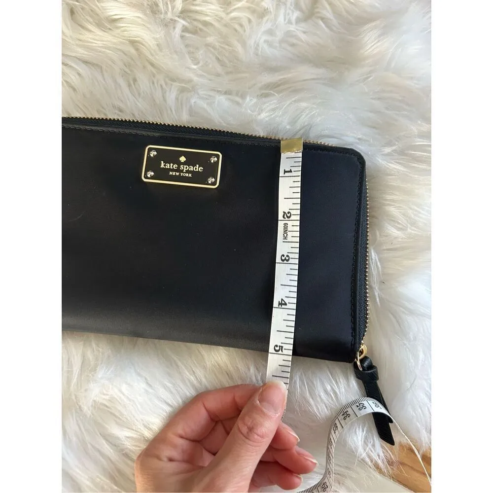 Kate Spade New York Black Gold Zip-Around & Logo Plate Kaden Wallet - Image 8