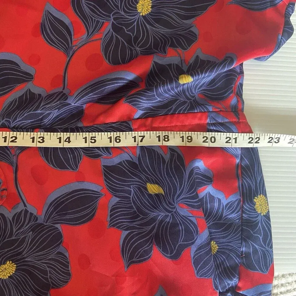 Draper James Martina Mini Dress in Magnolia Jacquard‎ Dot Size XXL Red Floral - Image 12