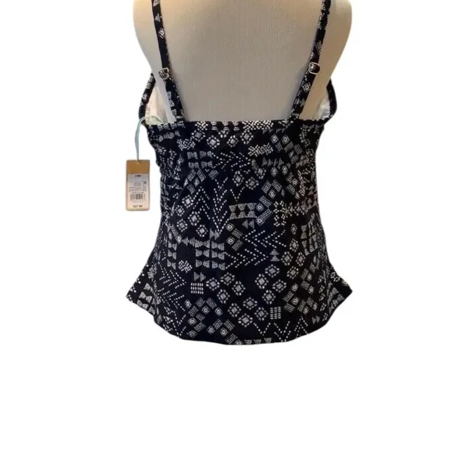 Kona Sol Navy/White Print Swim Tankini Top - Plus - Size 18W NWT - Image 2