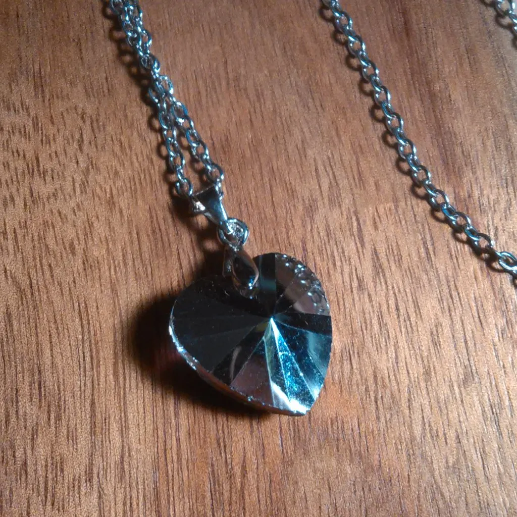 Mystic Color Crystal Heart Brass Pendant Stainless Steel Necklace - Image 10