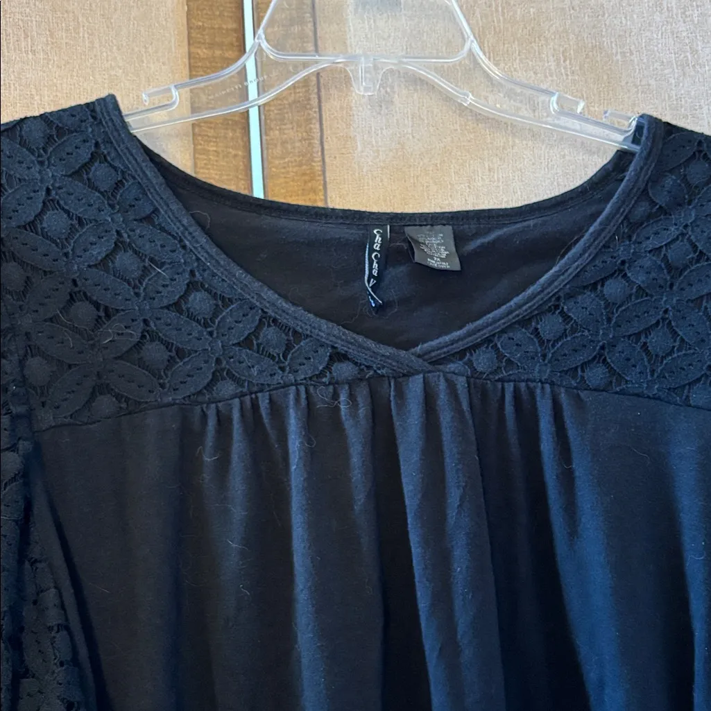 Cha Cha Vente Black lace Sleeve and neckline Blouse 2X - Image 3
