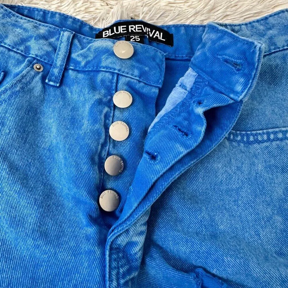 NEW Blue Revival Wild & Free High Waist Denim Shorts in Blueberry Sz 25 - Image 10