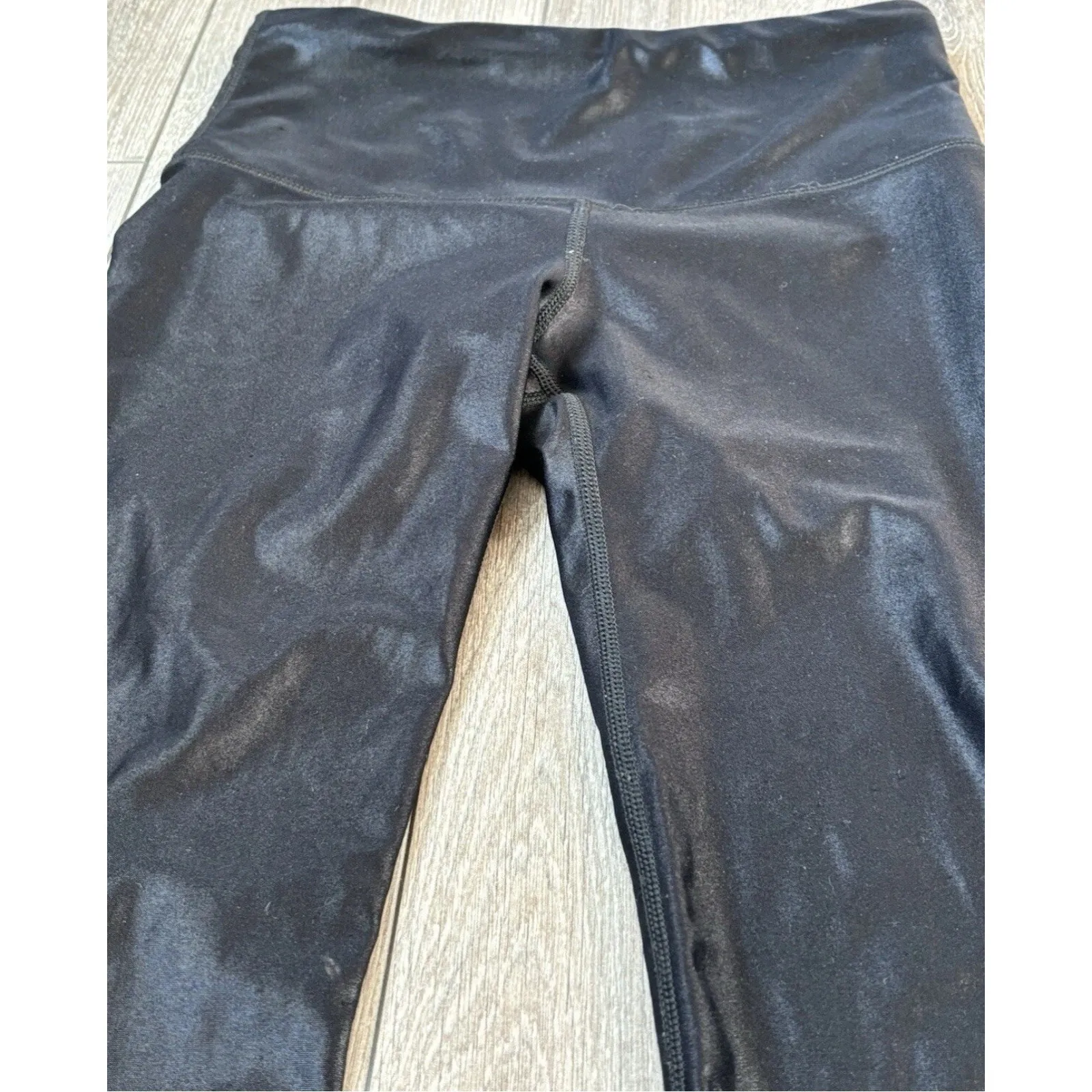 Noli Yoga Legging Womens Sz medium Black Liquid Gloss Workout Ankle gym - Image 3