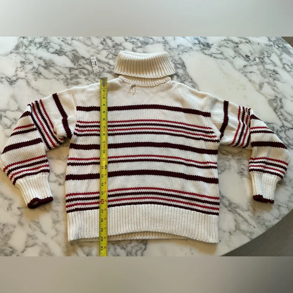 NWOT attached Madewell Ribbed Cotton Turtleneck Sweater Stripe Sz S snag to sew - Image 8