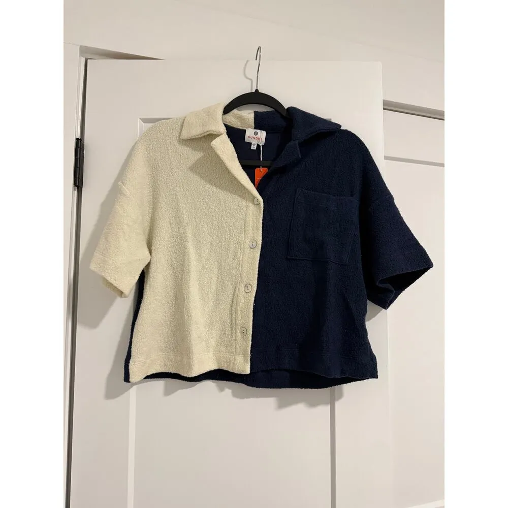 $138 New Sundry Anthropologie Sherpa Button Down shirt - XS - Image 4