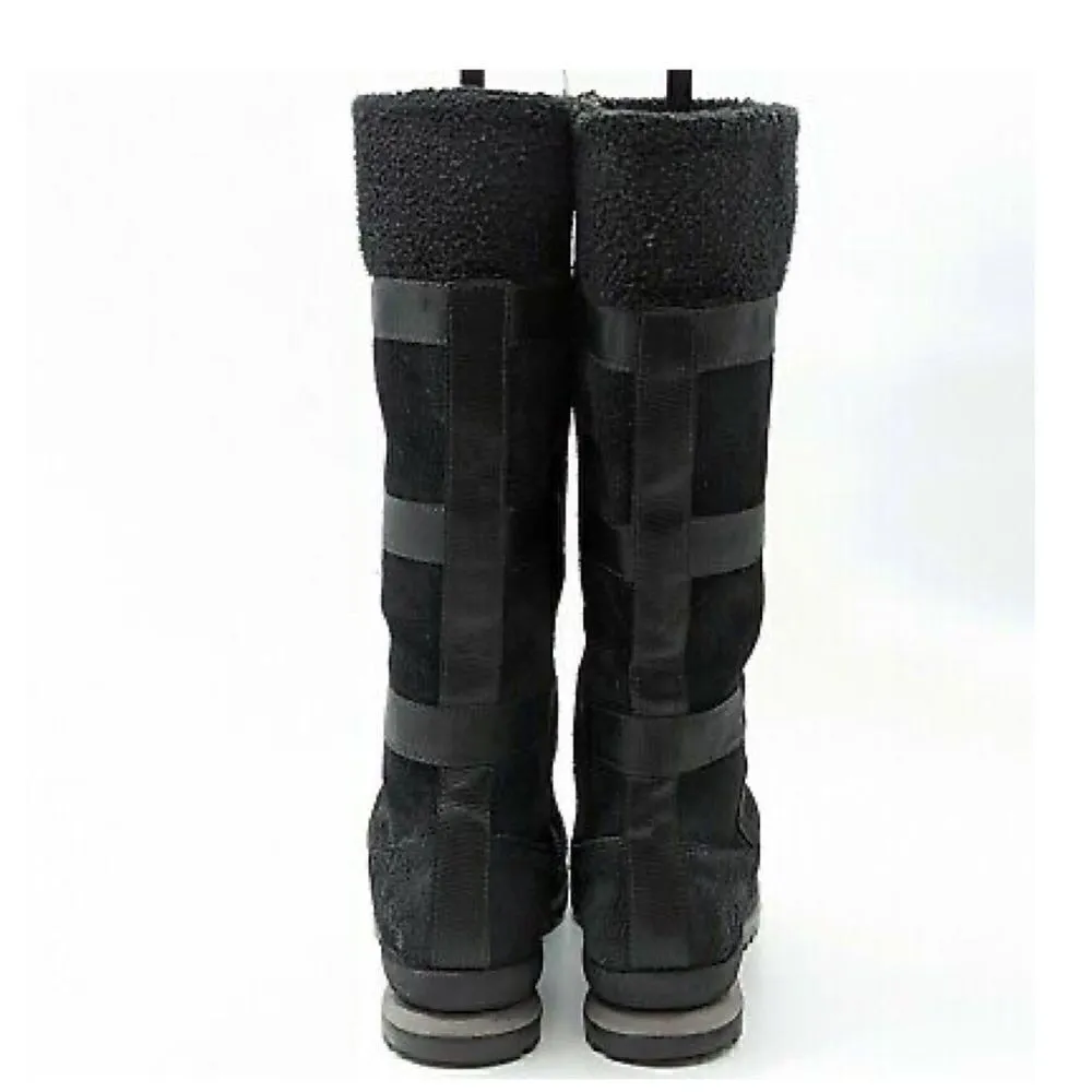 Timberland Women Vintage 90s Y2K Black Genuine Leather Tall Lug sole Boots - Image 2