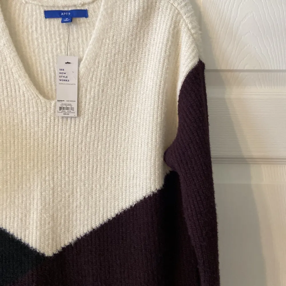 Apt 9 brand new sweater size M it’s white black and purple color it’s very cute - Image 2