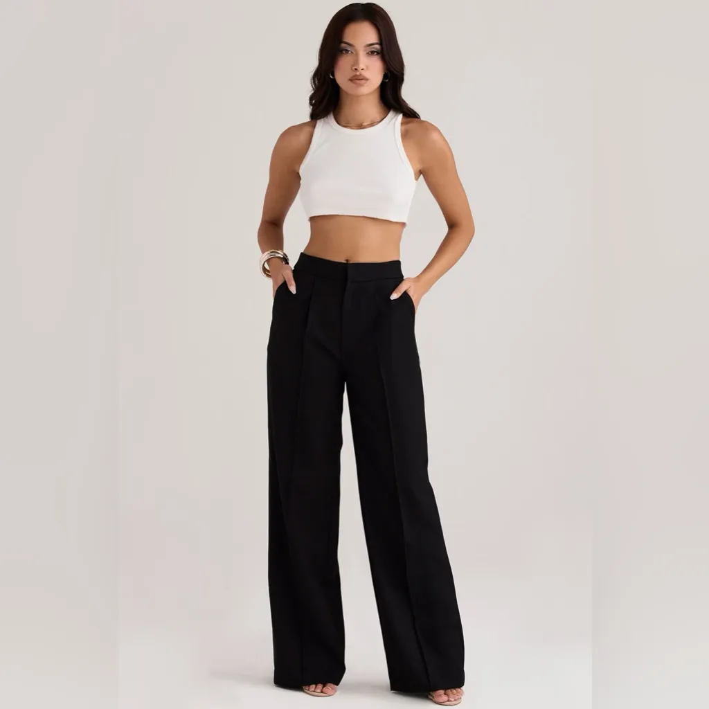 House of cb  Alivia Black loose for high waisted Wool trousers NWOT size XL‎ - Image 12