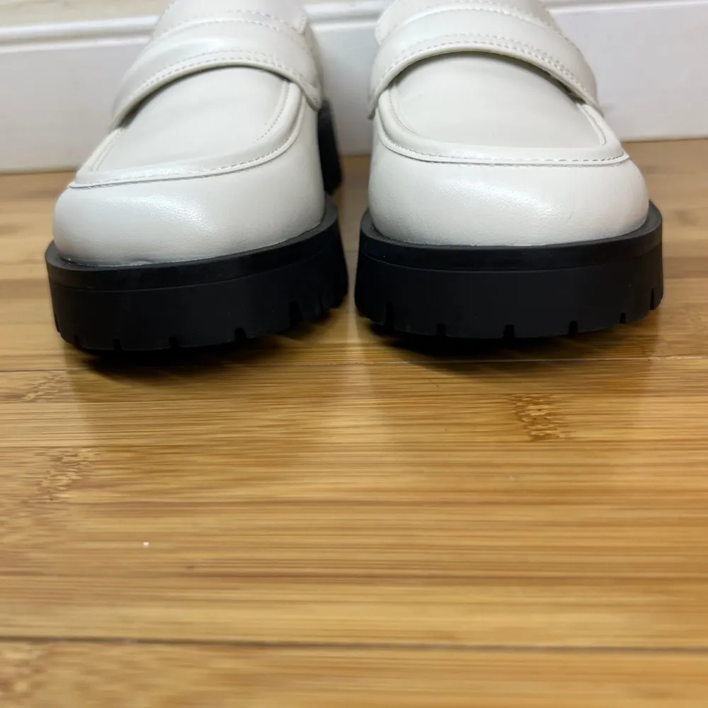 Nine West Womens Slip On Chunky Heel Y2K Lug Sole Ivory Moc Loafers/Shoe|Sz:6.5M - Image 8