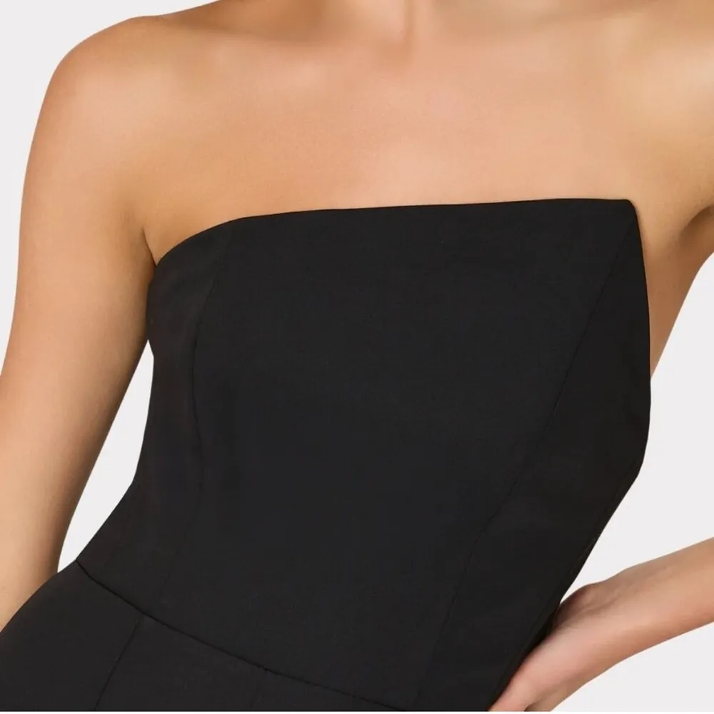 NWT Milly Atlas Cady Asymmetric Neck Jumpsuit Black Strapless Wide Leg Sz 4 $450 - Image 7