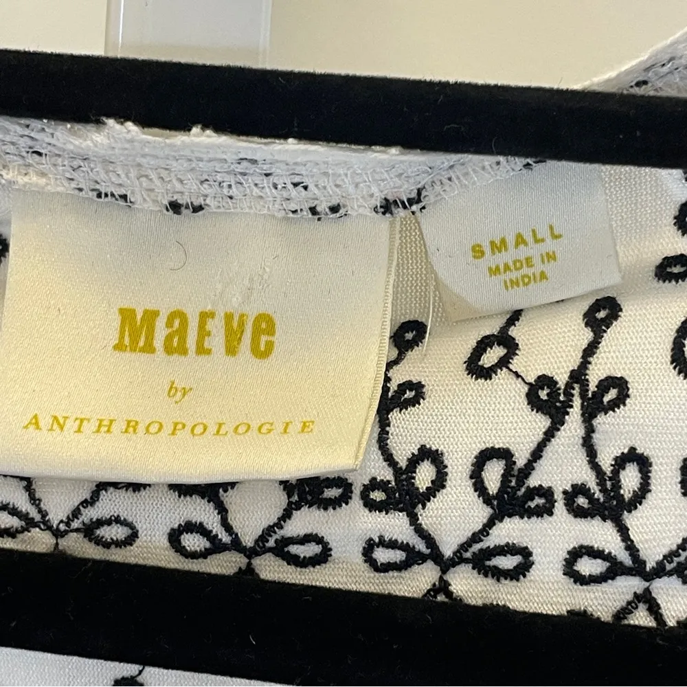 Maeve Embroidery Top - Women Size S - White/Black - Image 7