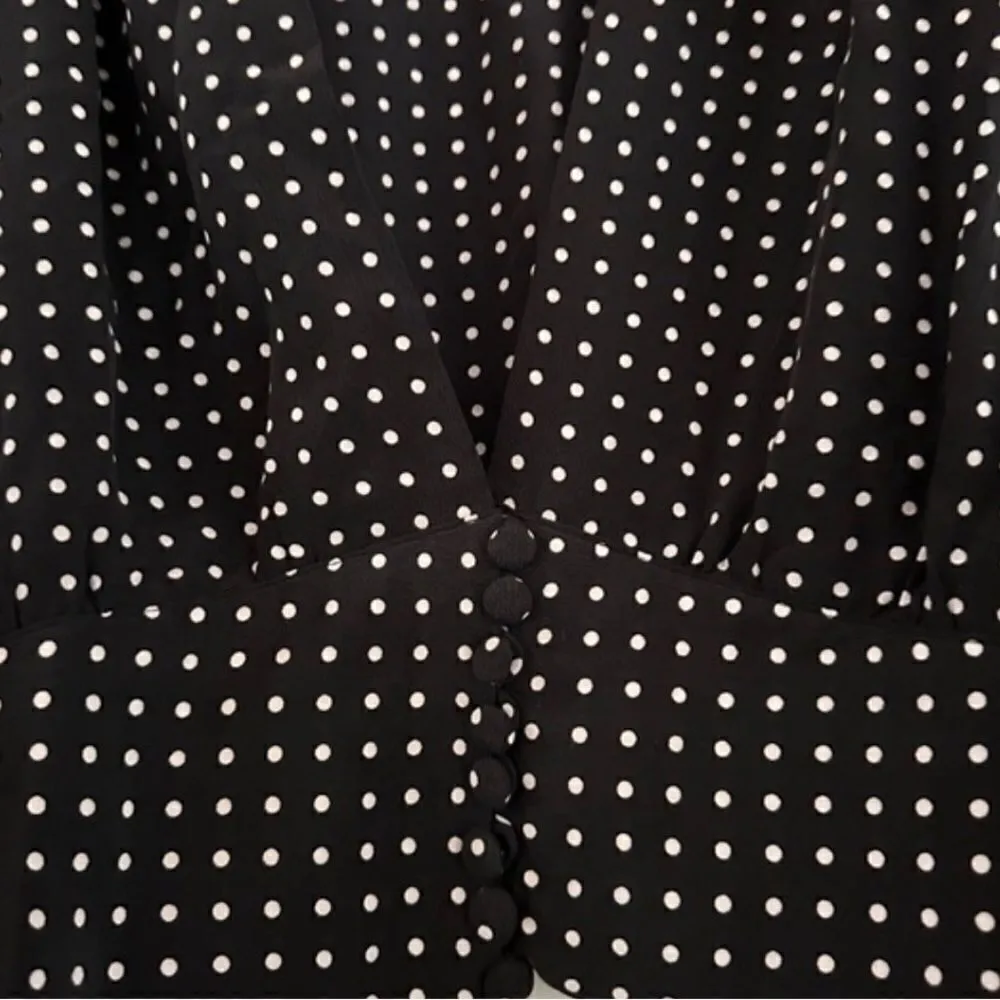 Equipment Sola Plunging Silk Top - True Black/Bright White S - Image 4