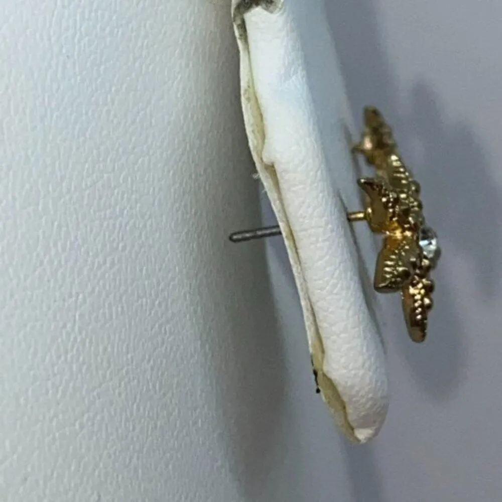 Gold-Tone Clear Rhinestone Starfish Stud Earrings - Image 5