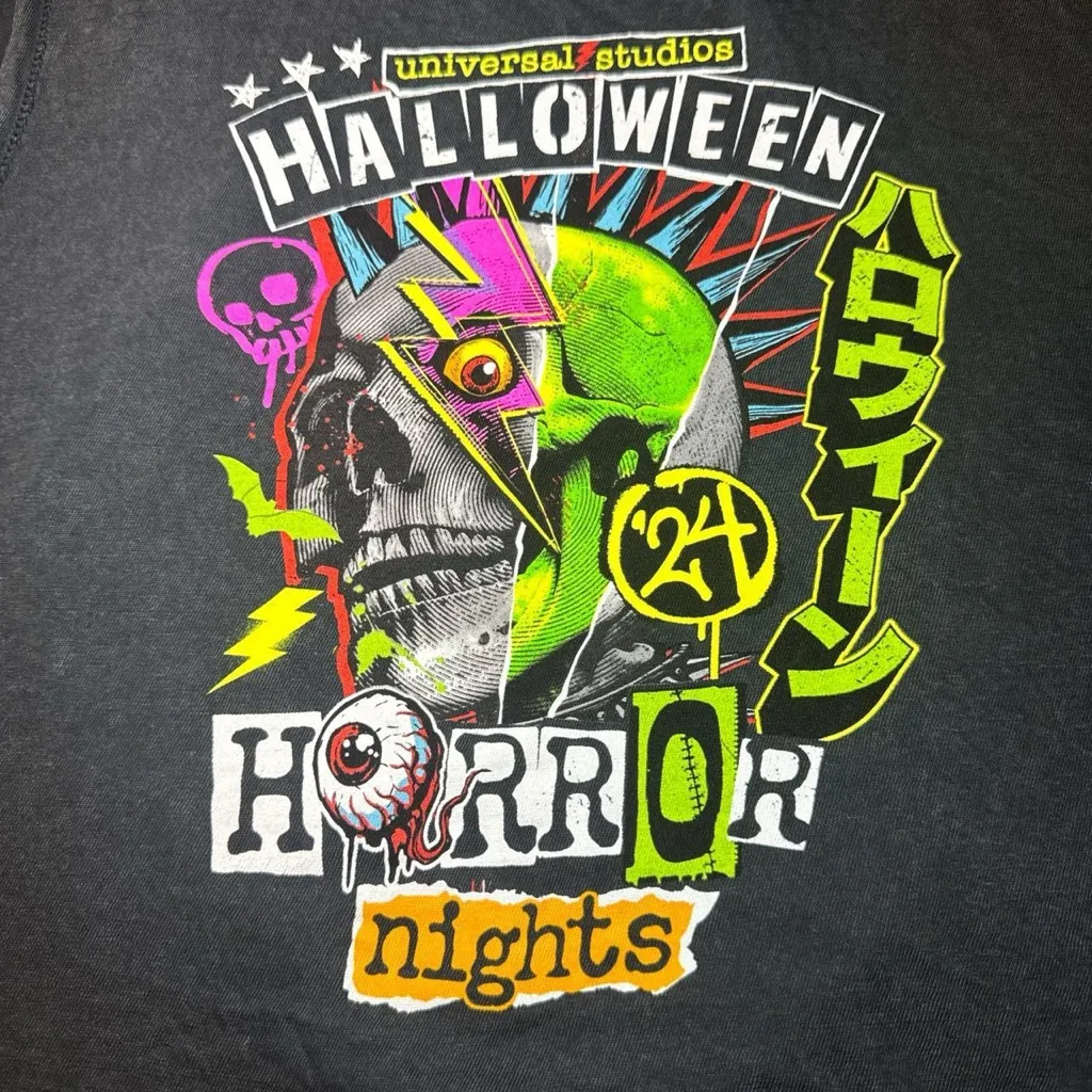 NWT Universal Studios Halloween Horror Nights HHN 2024 Punk Emo Skull Boxy Crop Top Multiple Size L - Image 5