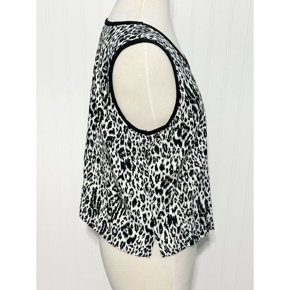 Nancy Bolen‎ Women's Animal Print Sleeveless Tank Top Petite Large Black & White Black Size undefined - Image 3