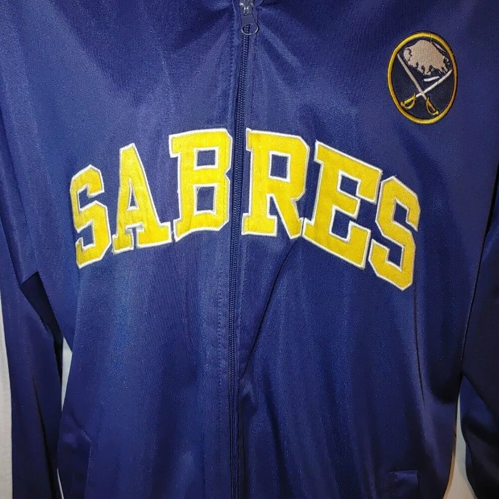 Majestic NHL Buffalo Sabres Hockey Zipper Spring Warm Up XLT Jacket 2 Pockets - Image 4