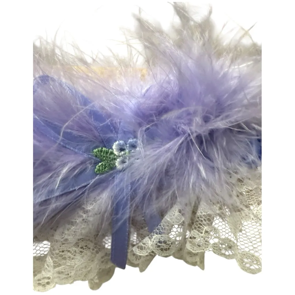 Vintage Jamie Lynn Lavender Lace & Feather Bridal Garter – New in Box White Size undefined - Image 5