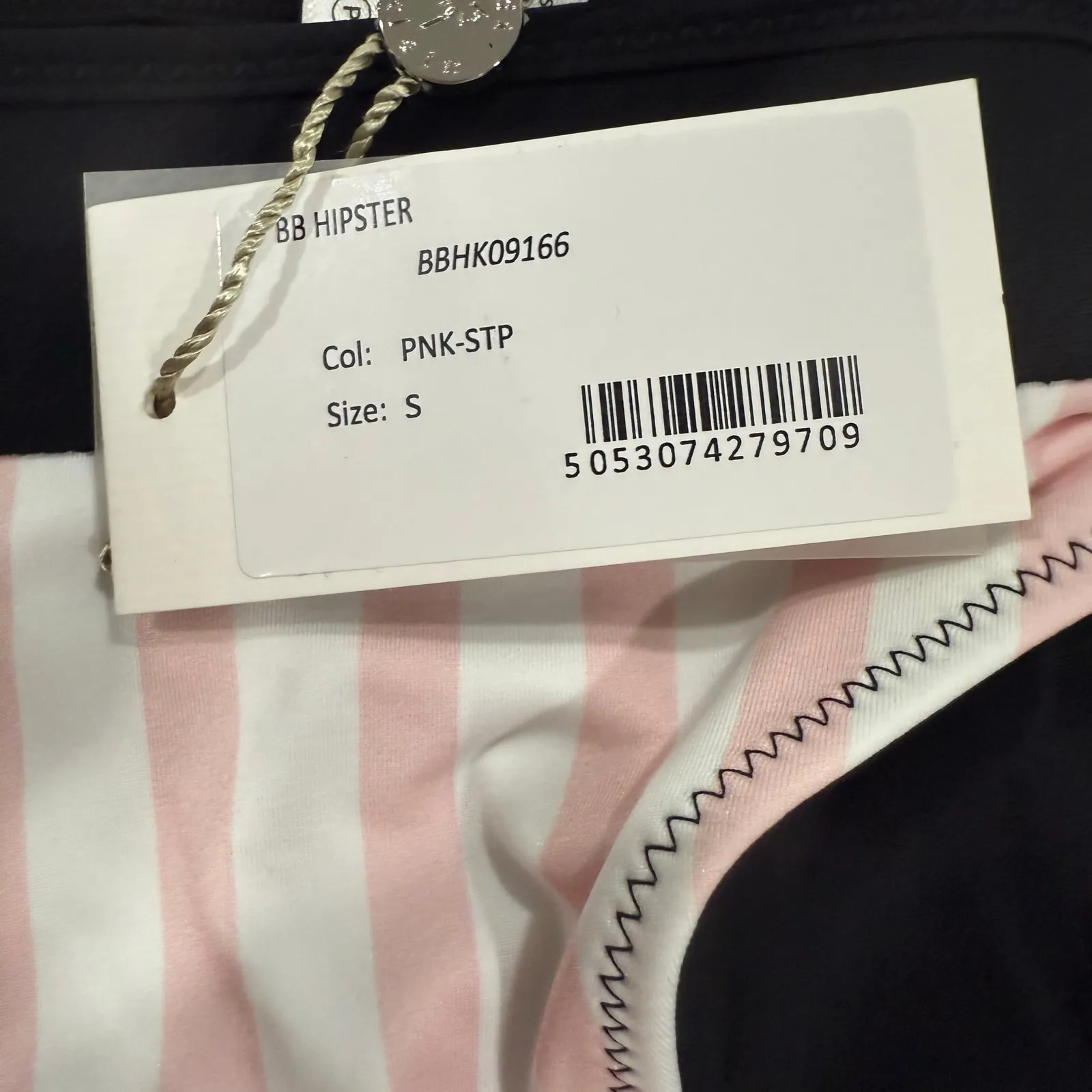 Heidi Klein BB Striped Reversible Hipster Bottom Pink Black Stripe Small - Image 4