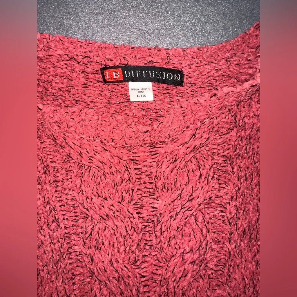 Red/Orange Cable Knit Crewneck Sweater Red Size XL - Image 2