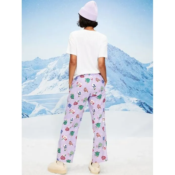 Old Navy Women XL Flannel Pajama Pants Christmas Purple Mugs Winter Xmas MidRise - Image 3