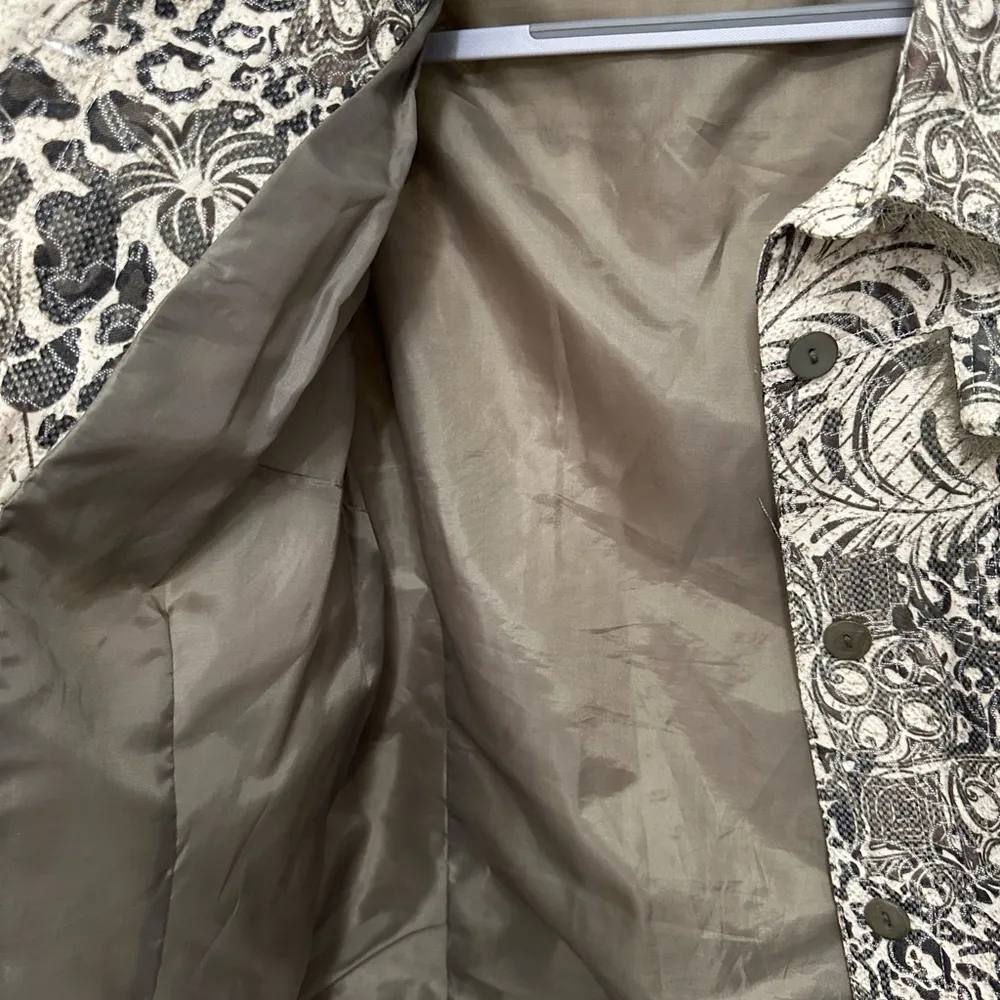 Multiples Polyester/Cotton Dark Green and Khaki Button Front Jacket Size Large - Image 5