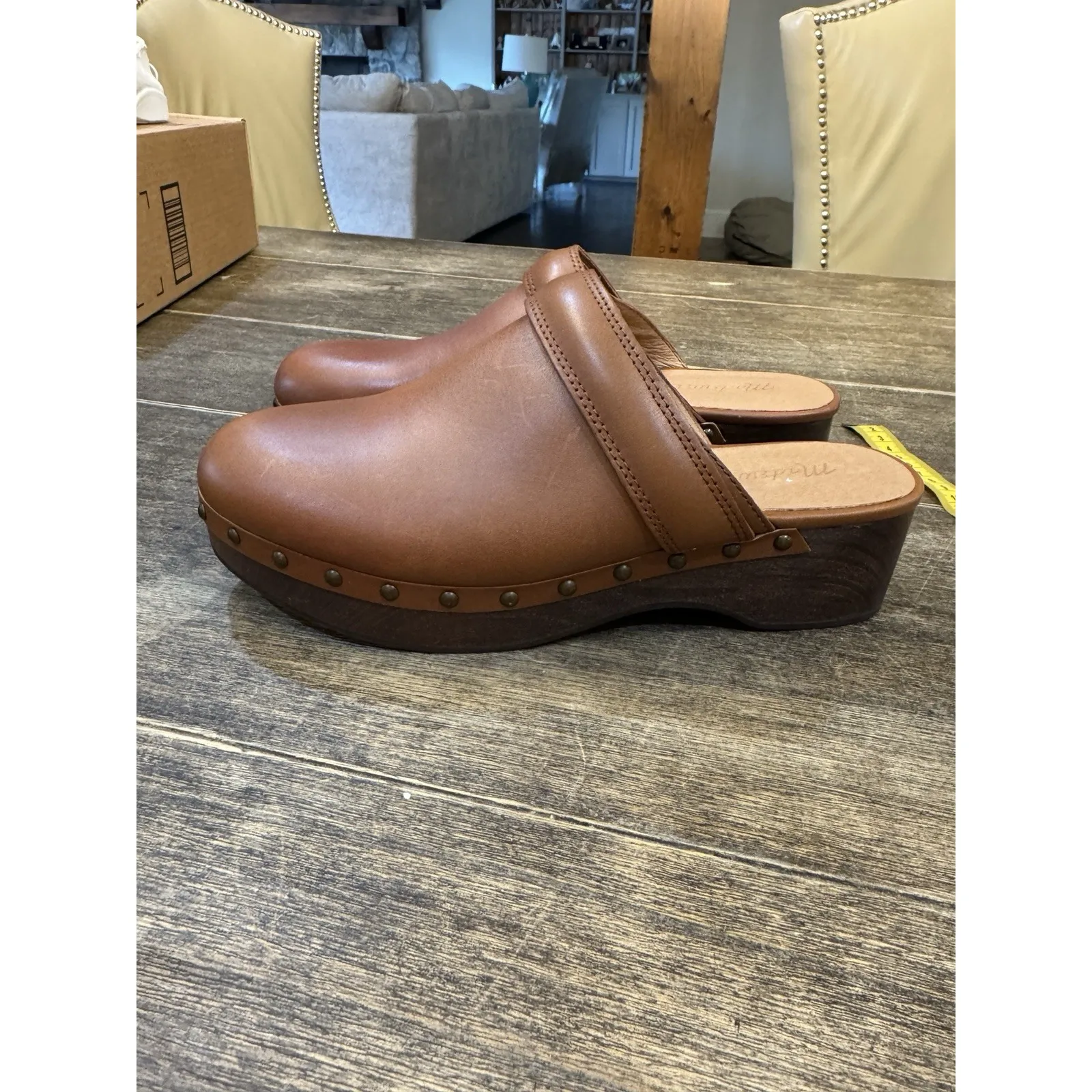 MADEWELL Women's $168 Cecily Clog in Oiled Leather English Saddle Size 7 Brown - Image 3