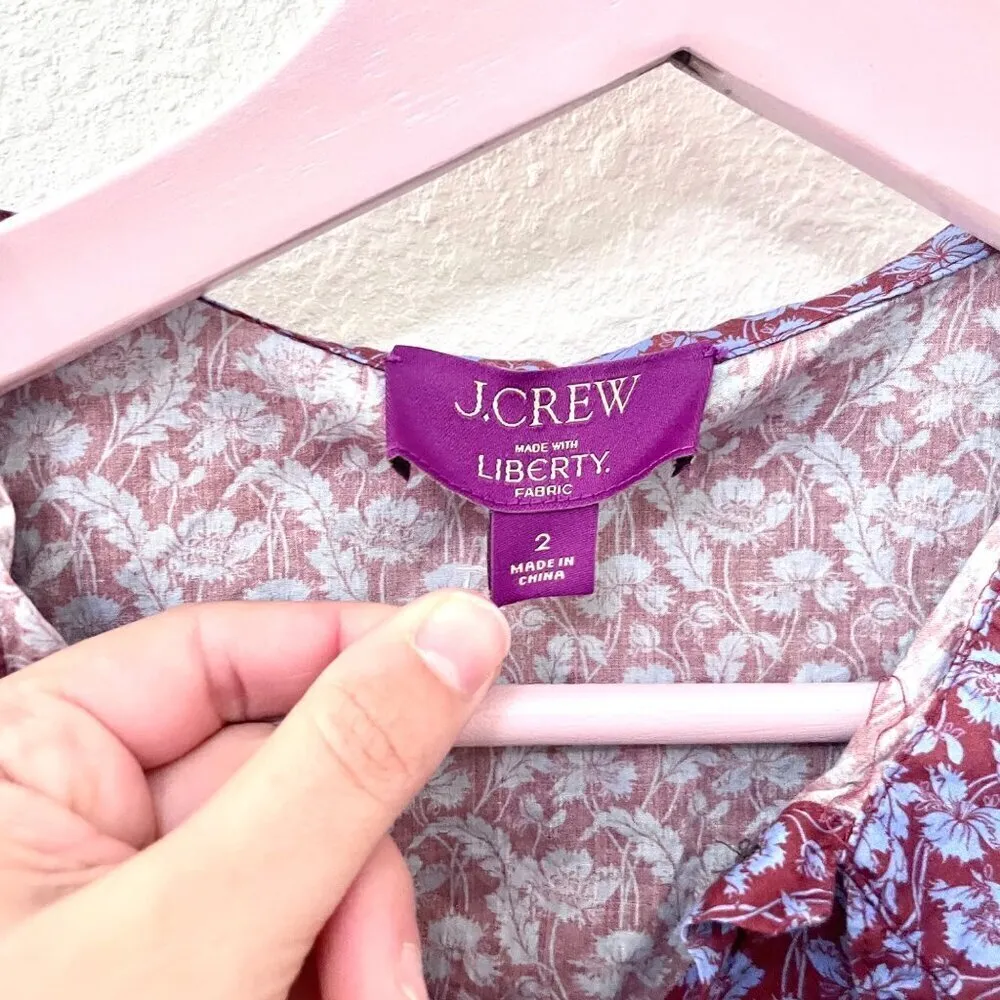 J Crew Ruffle-Collar Button-Up Shirt in Liberty Toutouayette Fabric Size 2 - Image 3