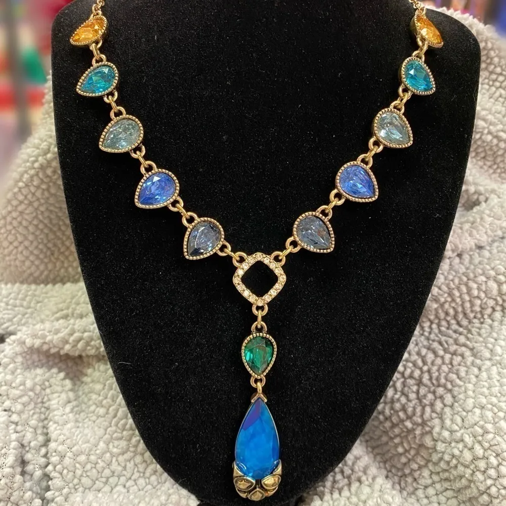 TEAR drop blue, yellow, and green necklace. NWOT - Image 2