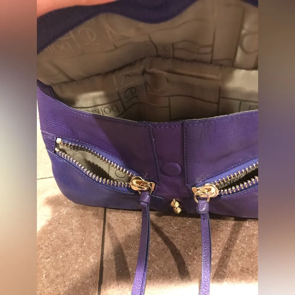 Botkier Vintage Cobalt Leather Purple Crossbody With Gold Hardware Bag L… - Image 9